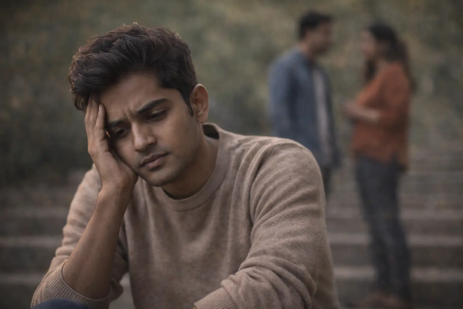 A person sitting alone and looking thoughtful, symbolizing social distance, emotional isolation, and habits that push people away.మీ దగ్గర నుంచి ఎందుకు అందరూ దూరమవుతున్నారు? – ఈ 9 అలవాట్ల వల్లే!
